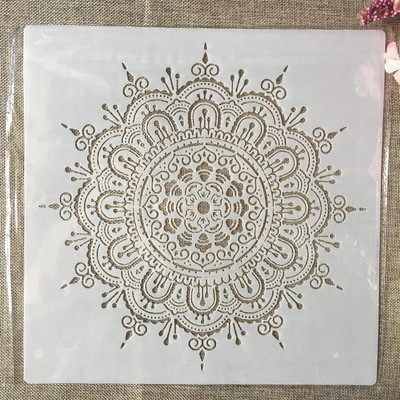 12*12-tolline suure geomeetriaga mandala ümmargune DIY kihistusšabloonid, maalimine väljalõigete albumi värvimine, reljeefne albumi dekoratiivmall