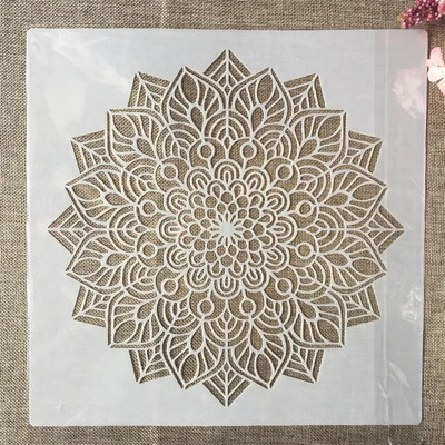 12*12-tolline suure geomeetriaga mandala ümmargune DIY kihistusšabloonid, maalimine väljalõigete albumi värvimine, reljeefne albumi dekoratiivmall