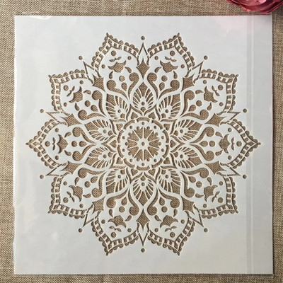 12*12-tolline suure geomeetriaga mandala ümmargune DIY kihistusšabloonid, maalimine väljalõigete albumi värvimine, reljeefne albumi dekoratiivmall