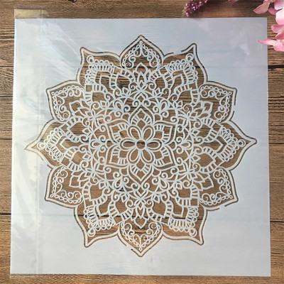 12*12-tolline suure geomeetriaga mandala ümmargune DIY kihistusšabloonid, maalimine väljalõigete albumi värvimine, reljeefne albumi dekoratiivmall