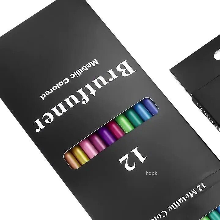 Brutfuner Metallic/Macaron 12 krāsu krāsu zīmuļu komplekts, mīksts koka zīmēšanas krāsojamie zīmuļi bērniem Mākslas piederumi Kancelejas piederumi