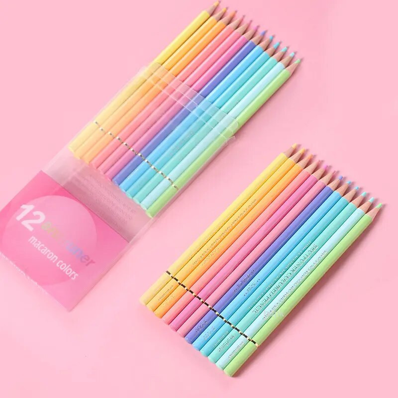 Brutfuner Metallic/Macaron 12 krāsu krāsu zīmuļu komplekts, mīksts koka zīmēšanas krāsojamie zīmuļi bērniem Mākslas piederumi Kancelejas piederumi