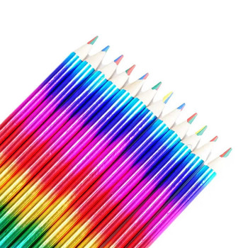 12 τμχ DIY Cute Rainbow Ξύλινο σετ μολυβιών με διάφορα χρώματα για βιβλία ζωγραφικής Σχολή σχεδίου σκίτσων