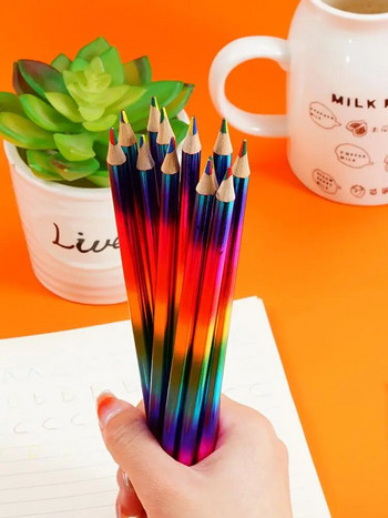 12 τμχ DIY Cute Rainbow Ξύλινο σετ μολυβιών με διάφορα χρώματα για βιβλία ζωγραφικής Σχολή σχεδίου σκίτσων