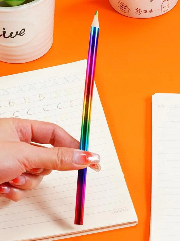 12 gab. DIY jauks varavīksnes koka daudzkrāsains zīmuļu komplekts ar dažādām krāsām krāsojamām grāmatām zīmēšanas skicēšanas skola