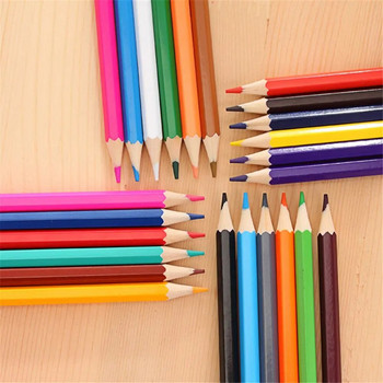 12 бр./компл. дървени цветни моливи комплект мини нетоксичен HB цветен олово стандартна писалка за рисуване скициране инструмент за рисуване