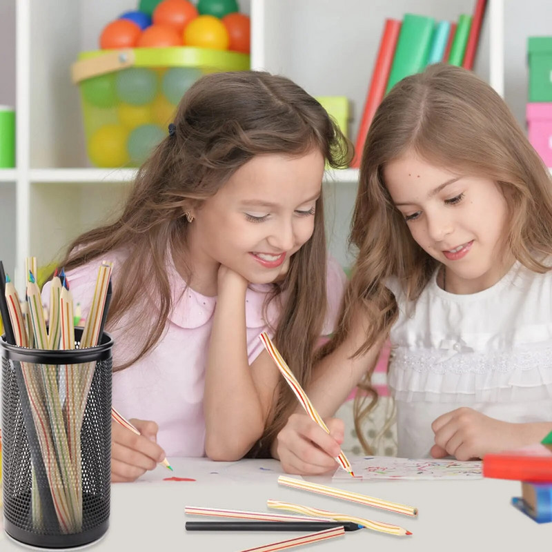 12 τμχ/Σετ χρωματιστά μολύβια ουράνιο τόξο Πολύχρωμα 7 χρώματα σε 1 μολύβια Παιδικό σχέδιο γραφικής ύλης χρωματισμός σκίτσο Ξύλινα είδη τέχνης