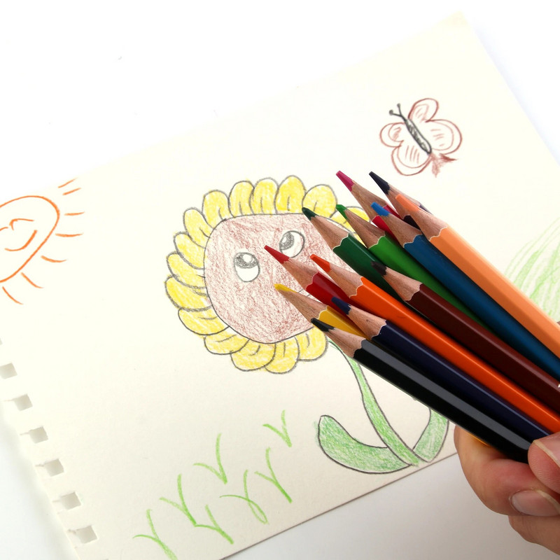 MOTARRO 12Gb Krāsainu zīmuļu komplekts Akvareļu zīmēšanas zīmuļi Skolas Biroja rakstīšanai Kancelejas piederumi Zīmēšanas skicēšanas mākslas piederumi