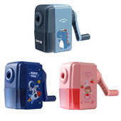 Karikatūras dinozauru zīmuļu asināmais automātiski ievada svinu. Ar roku darbināms mehāniskais asināmais studentu kancelejas piederumi