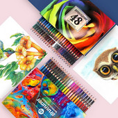 Brutfuner 48 Colors Professional Akvareļu krāsainu zīmuļu komplekts Eļļas krāsas zīmuļu komplekts zīmējumu krāsošanai skolas mākslas piederumi