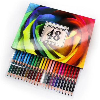 Brutfuner 48 цвята Професионален акварелен цветен комплект моливи Маслени бои Комплект моливи за рисуване Оцветяване Училищни артикули