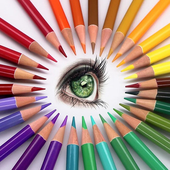 Brutfuner 48 цвята Професионален акварелен цветен комплект моливи Маслени бои Комплект моливи за рисуване Оцветяване Училищни артикули