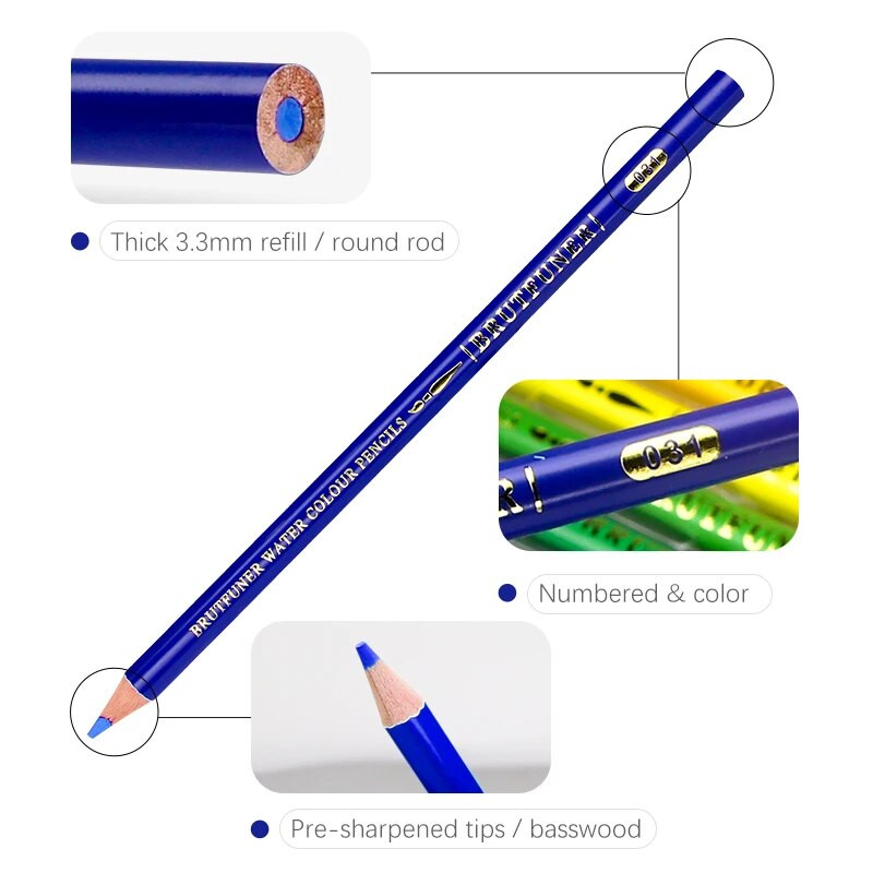 Brutfuner 48 Colors Professional Akvareļu krāsainu zīmuļu komplekts Eļļas krāsas zīmuļu komplekts zīmējumu krāsošanai skolas mākslas piederumi
