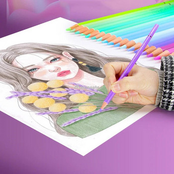 Macaron 12 цвята цветен молив Професионални пастелни оцветяващи моливи за рисуване Бонбонени цветни моливи за арт комплект Консумативи