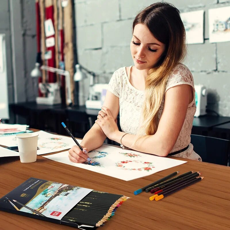 24 professzionális olajfesték ceruzakészlet akvarell rajz színes ceruza tárolótáskával Színes ceruza gyerekeknek