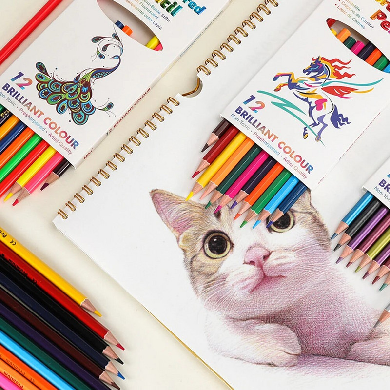 Σετ χρωματιστά μολύβια 12 Colors Profession για ζωγραφική Σκίτσο Υδατοδιαλυτά μεταλλικά φθορίζοντα χρωματιστά μολύβια Προμήθειες τέχνης