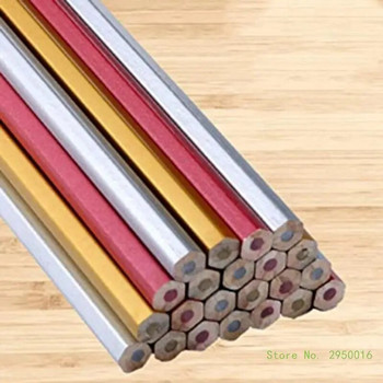 10 τμχ χρυσά/ασημί/κόκκινα μασίφ μολύβια ξυλουργού για ξυλουργός μαρκαδόρος ξυλουργικής μηχανικό μολύβι για γραφή σχεδίασης σχεδίων