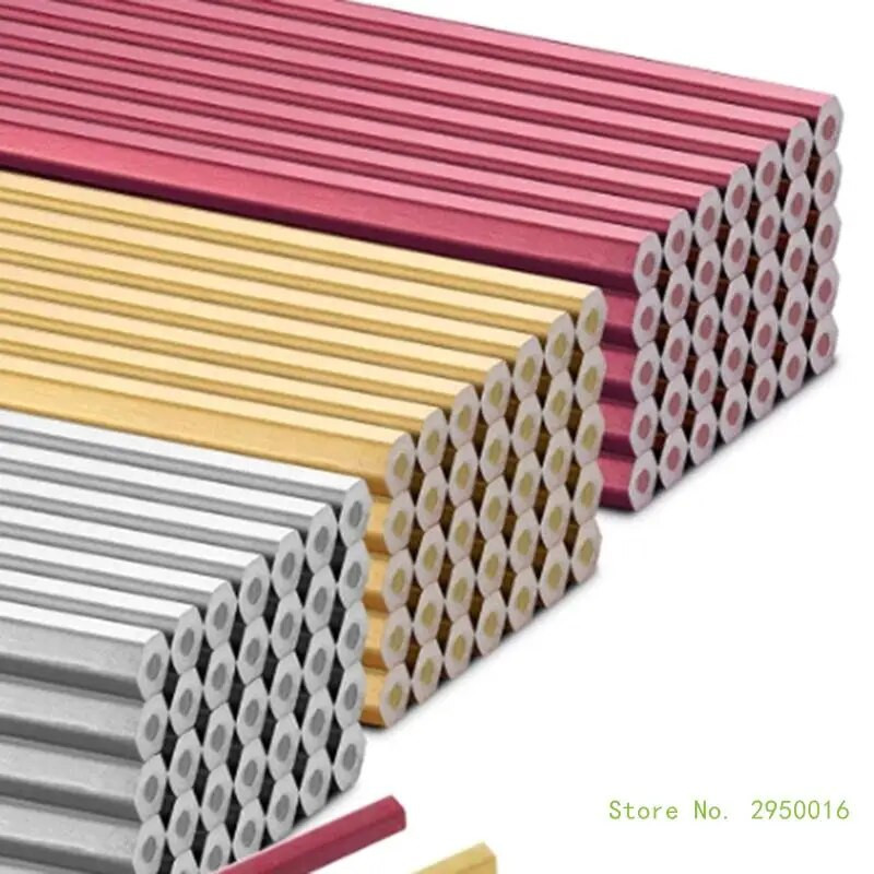 10 τμχ χρυσά/ασημί/κόκκινα μασίφ μολύβια ξυλουργού για ξυλουργός μαρκαδόρος ξυλουργικής μηχανικό μολύβι για γραφή σχεδίασης σχεδίων