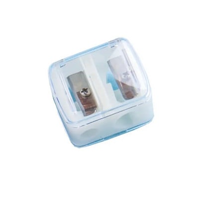 Plastmasas divu caurumu zīmuļu lokotājs Uzacu zīmulis Acu zīmulis zīmulis Manuāls zīmuļu asināmais izmērs Divu caurumu skaistumkopšanas rīks