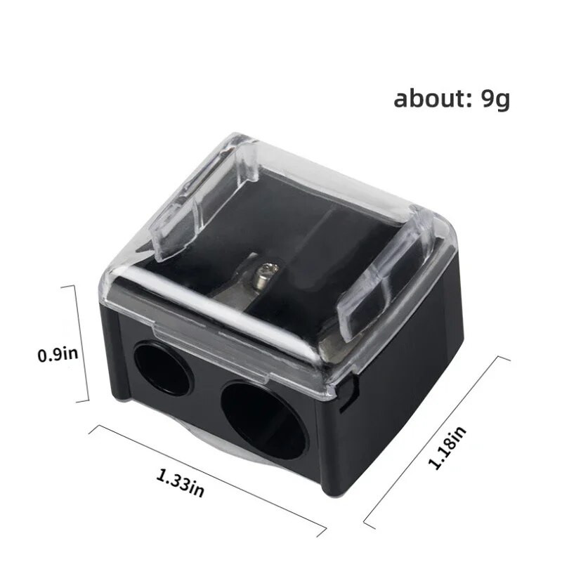 Plastmasas divu caurumu zīmuļu lokotājs Uzacu zīmulis Acu zīmulis zīmulis Manuāls zīmuļu asināmais izmērs Divu caurumu skaistumkopšanas rīks