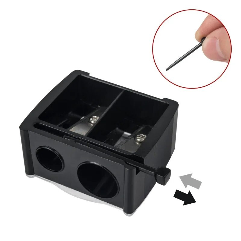 Plastmasas divu caurumu zīmuļu lokotājs Uzacu zīmulis Acu zīmulis zīmulis Manuāls zīmuļu asināmais izmērs Divu caurumu skaistumkopšanas rīks