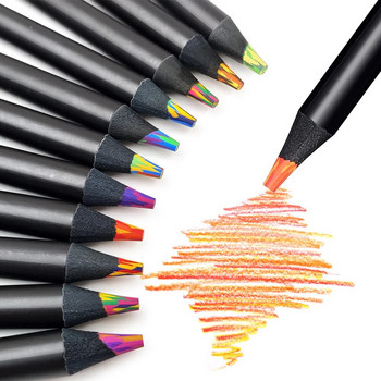 Ομόκεντρη κλίση πολύχρωμο σετ μολυβιών Μαύρα μολύβια ζωγραφικής ξύλου Crayon Kawaii Stationery Art Painting Painting Supplies