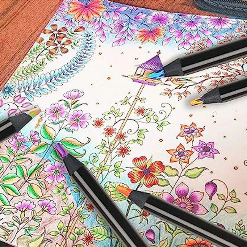 Koncentrisks gradients krāsains zīmuļu komplekts melns koka gleznošanas zīmuļi Krītis Kawaii kancelejas preces mākslas gleznošanai zīmēšanas piederumi