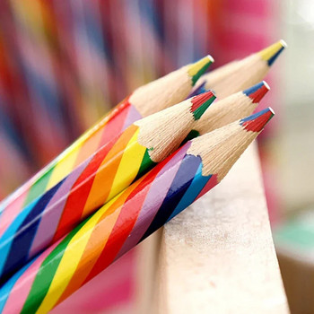 Комплект моливи с концентрични цветове на дъгата Комплект моливи за рисуване с градиентни цветове Детски комплект моливи с пастели Училищни консумативи за скрапбукинг