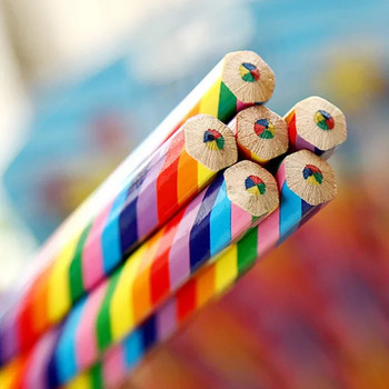 Комплект моливи с концентрични цветове на дъгата Комплект моливи за рисуване с градиентни цветове Детски комплект моливи с пастели Училищни консумативи за скрапбукинг