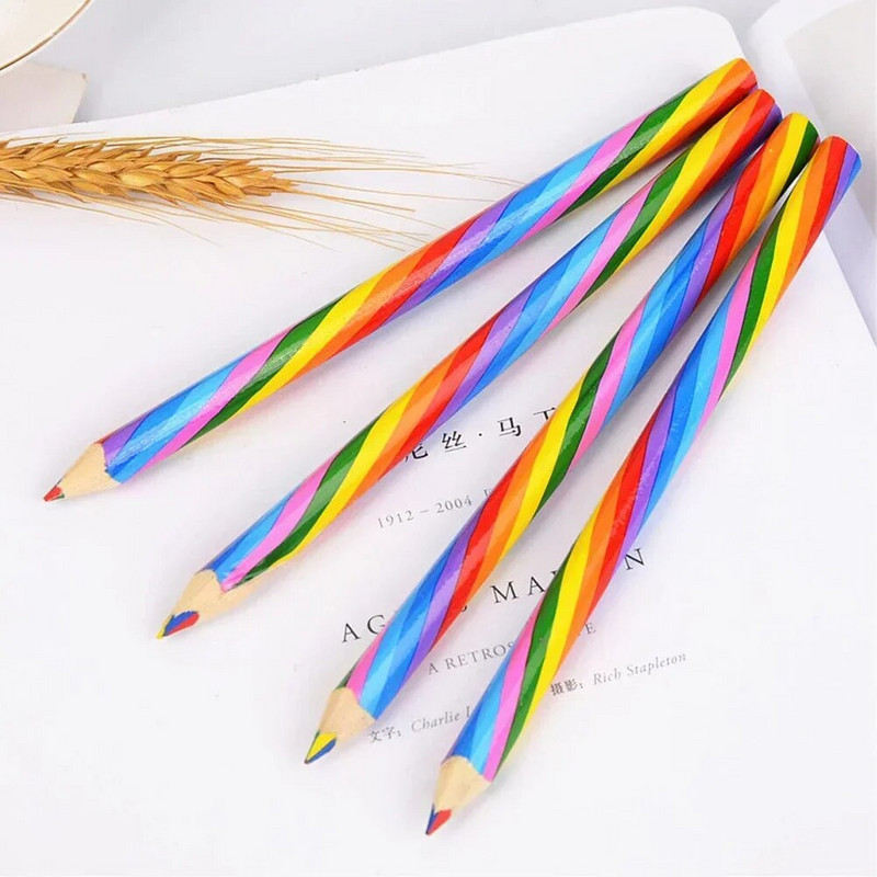 Koncentrinis vaivorykštės spalvotų pieštukų rinkinys Gradiento spalvos tapybos pieštukų rinkinys Vaikams Kreidelių pieštukų rinkinys Mokykliniai iškarpų knygos reikmenys