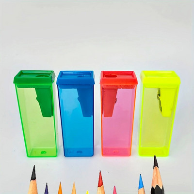 Правоъгълна 4-цветна острилка за моливи Прозрачни интелигентни острилки Дълъг експлоатационен живот за Office 557