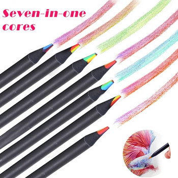 Комплекти моливи Rainbow 7 цвята Пастели с концентричен градиент Детски подарък Цветни моливи Многоцветна художествена живопис Рисуване канцеларски материали