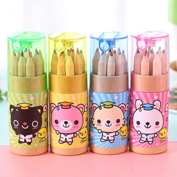 Евтини 12 цветни моливи Пастел за момичета Ученически пособия 2022 Корейски комплект канцеларски материали Kawaii Цветен молив за деца Рисуване Изкуство