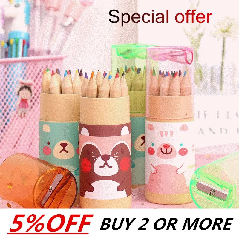 Lēti 12 krāsu zīmuļi meiteņu skolas piederumiem 2022. gada korejiešu Kawaii kancelejas piederumu komplekts Krāsains zīmulis bērniem, gleznošanas māksla