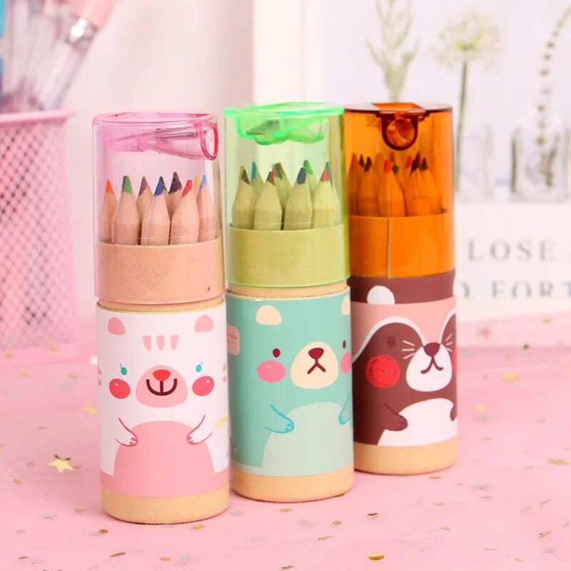 Lēti 12 krāsu zīmuļi meiteņu skolas piederumiem 2022. gada korejiešu Kawaii kancelejas piederumu komplekts Krāsains zīmulis bērniem, gleznošanas māksla