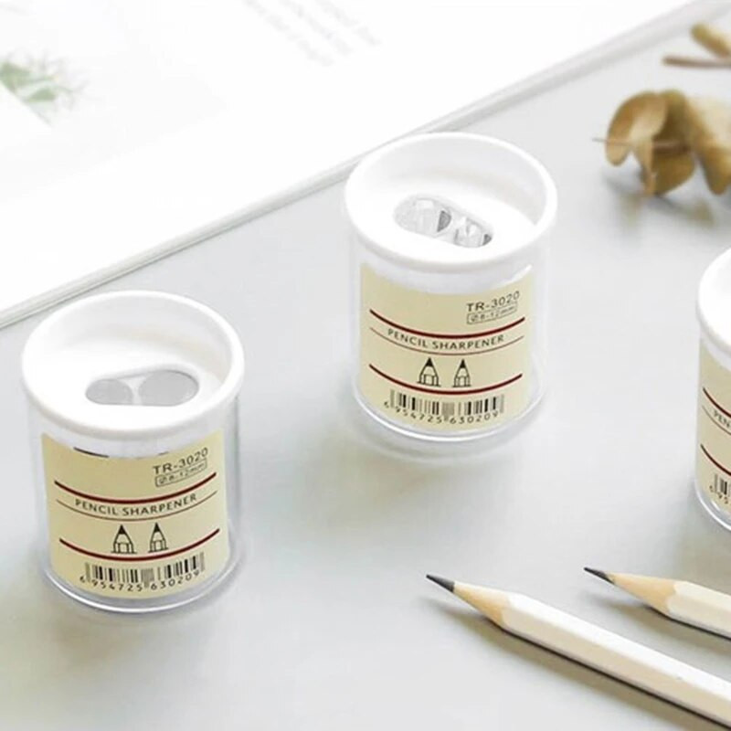 Mini kahe auguga pliiatsiteritaja Lihtne läbipaistev pliiatsilõikur, värviline kaanega pliiatsiteritaja kingituseks mõeldud õpilasele