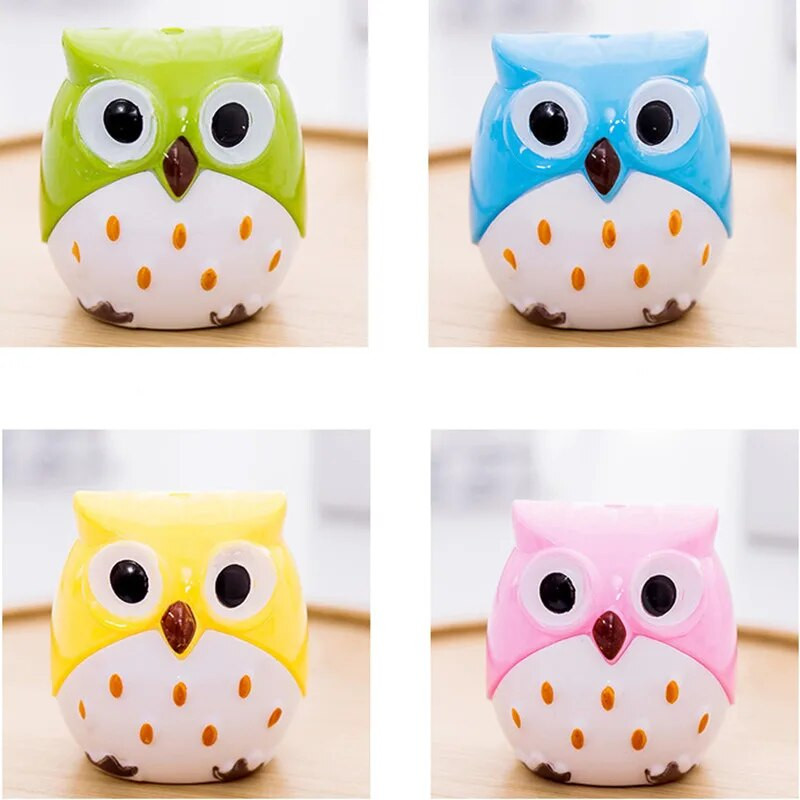 1 tk Kahe auguga pliiatsiteritaja Loov läbipaistev pliiatsi nuga Kawaii Owl Kid õpilase lõikamine kirjatarvete koolitarbed