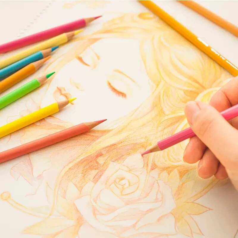 12 τεμάχια/κουτί Ξύλινα χρωματιστά μολύβια Kawaii Παιδικά Σχέδια Μη τοξικό Στρογγυλό μολύβι τέχνης για μαθητές Σχολικά είδη