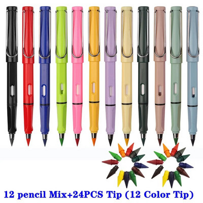 36/12gab 12 krāsu komplekts Mūžīgs bezgalīgs zīmulis Neierobežots rakstīšanas zīmuļi Dzēšams zīmulis gleznošanai, mākslas bērnu skola