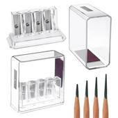 4 τρύπες χαρτικά διαφανές χειροκίνητο εργαλείο ακονίσματος Μολύβι ακονίσματος για μολύβια σκίτσο μολυβιών κάρβουνο με καπάκι