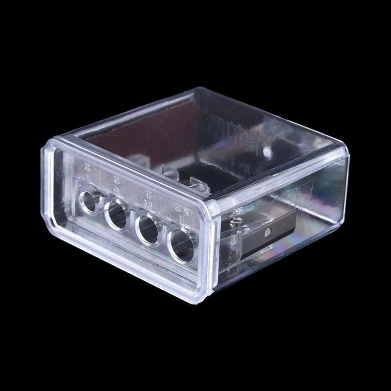 4 τρύπες χαρτικά διαφανές χειροκίνητο εργαλείο ακονίσματος Μολύβι ακονίσματος για μολύβια σκίτσο μολυβιών κάρβουνο με καπάκι