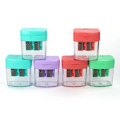 Ascuțitor de creion portabil cu două orificii, din plastic, de culoare macaron nou, papetărie standard de birou 614A (MC)