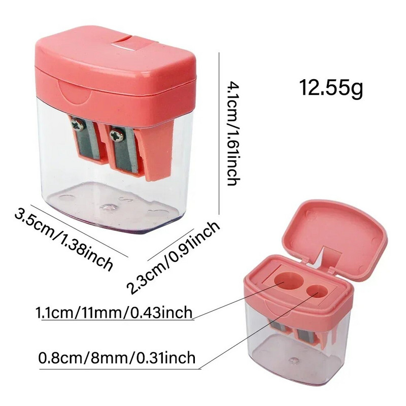 Jauns macaron krāsas plastmasas vienkāršs dubultā caurumu rokas zīmuļu asināmais standarta biroja kancelejas piederumi 614A (MC)