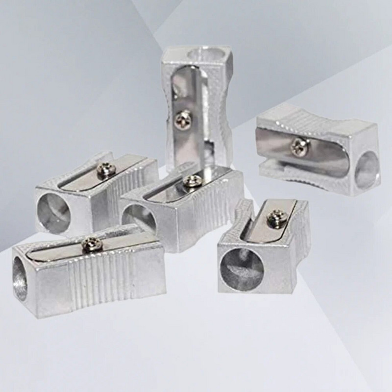 10 GAB divu zīmuļu asinātāja kabatas alumīnija sakausējuma metāla 1 caurumu tērauda taisnstūrveida mazie asināmie (sudraba)