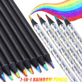 12 τμχ/Σετ Μολύβι Rainbow 7 Χρώματα Ομόκεντρα ντεγκραντέ κραγιόνια Πολύχρωμα μολύβια για ζωγραφική δημιουργική γραφική ύλη για παιδιά