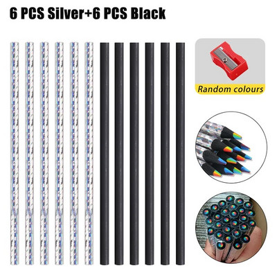 12 τμχ/Σετ Μολύβι Rainbow 7 Χρώματα Ομόκεντρα ντεγκραντέ κραγιόνια Πολύχρωμα μολύβια για ζωγραφική δημιουργική γραφική ύλη για παιδιά