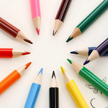 Μίνι σετ μολυβιών 12 χρωμάτων Κοντά χρωματιστά προ-κοφτισμένα μολύβια για σχέδιο, χρωματισμό, σκίαση για παιδιά, μαθητές ή παιδιά