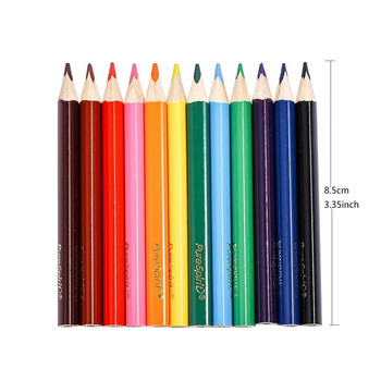 12 цвята Комплект мини моливи Къси цветни предварително подострени моливи за рисуване, оцветяване, засенчване за деца, ученици или деца