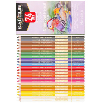 KALOUR 24 цвята Пастелни цветни моливи Рисуване Скициране Цветни въглеродни моливи Моливи за оцветяване Студенти Художник Художествени принадлежности