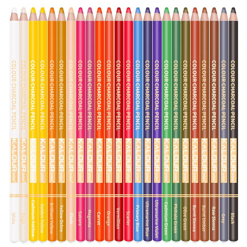 KALOUR 24 Värvid Pastellvärvilised pliiatsid Joonistamine Joonistamine Värvilised süsinikpliiatsid Värvimispliiatsid Õpilastele Kunstniku Kunstitarbed